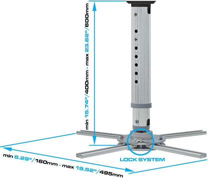 Cmple–Universal Projector Bracket Mount, Tilt & 360 Degree Swivel Ceiling Projector Mount with Adjustable Legs for LCD DLP Projectors - Max 44lbs (Silver)