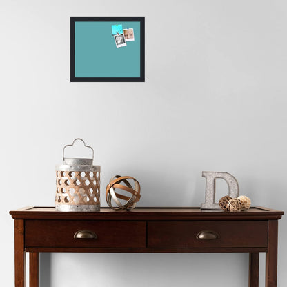 PinPix 14x12 Inch Cork Bulletin Board. This Decorative Framed Pin Board Comes with Aqua Pastel Design and a Satin Black Frame. Ideal for Home Office Decor or Message Board (PinPix-1806)