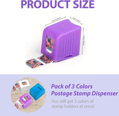 3 Pack Postage Stamp Roll Dispenser for a Roll of 100 Postage Stamp Holder Plastic for Home Office Desk Organization Supplies