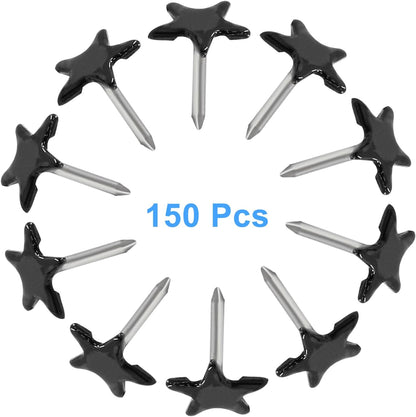 Piutouyar 150 Pcs Star Push Pins, Black Upholstery Tacks Star Shaped Decorative Thumb Tacks Metal Upholstery Pins for Upholstered Furniture Cork Board DIY Projects or Home Decor 11 x 13mm
