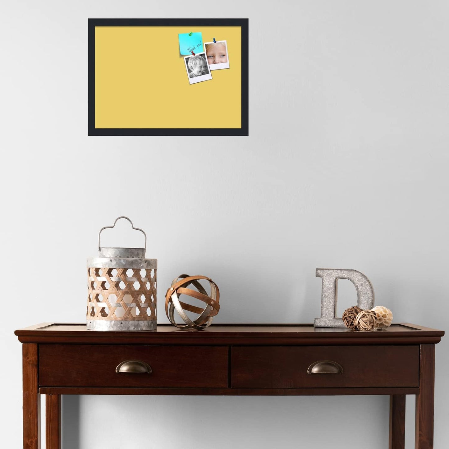 PinPix 20x14 Inch Cork Bulletin Board. This Decorative Framed Pin Board Comes with Honey Pastel Design and a Satin Black Frame. Ideal for Home Office Decor or Message Board (PinPix-1810)