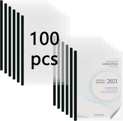 100 Pack Clear Report Covers with Sliding Bars, Plastic Report Folder Presentation File Folders Binder Resume Covers Document Binder for Business, 30 Sheet Capacity