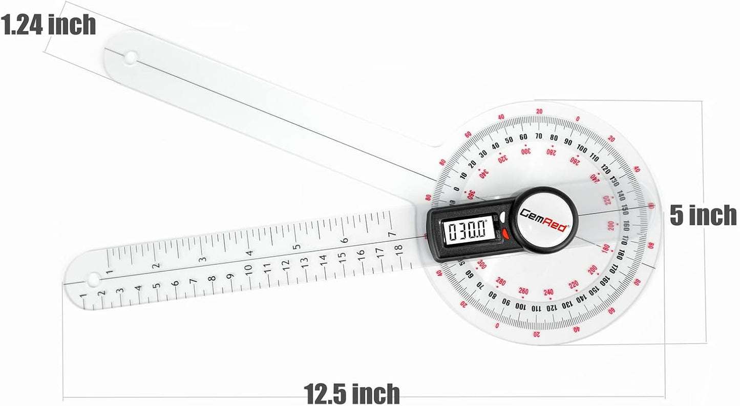 GemRed 12" Digital Goniometer for Joint Range of Motion ROM Measurement(GR311 New Version)