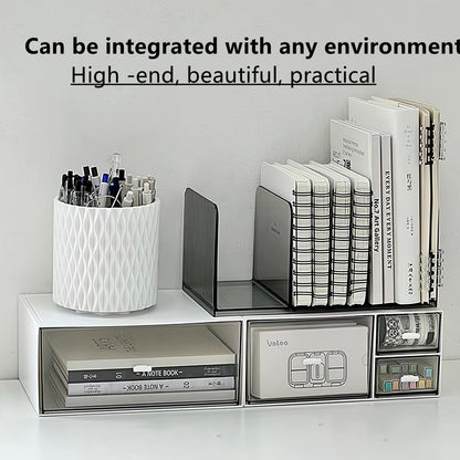 Acrylic Desk File Organizer,Office desktop Folder Mail Organizer,Letter Book record Magazine Holder (gray 2 Pack)