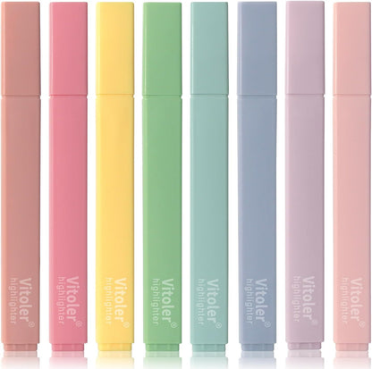 Vitoler Highlighters,8 Colors Chisel Tip Cute Highlighters,No Bleed Bible High lighters for Journaling Planner Notes School Supplies