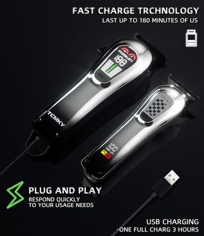 Hair Clippers for Men, Professional Clippers and Trimmers Set, Cordless Clippers for Hair Cutting, Beard Trimmer, Barber Clippers, Rechargeable Electric Shaver