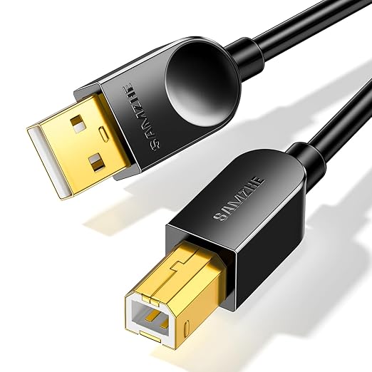 SAMZHE 5FT USB A to B Printer Cable, High Speed Printer Cord for HP Canon Epson Dell Samsung Brother Lexmark Xerox, USB 2.0 Cables Compatible with Printers, Scanner, External Hard Drive, MIDI Keyboard
