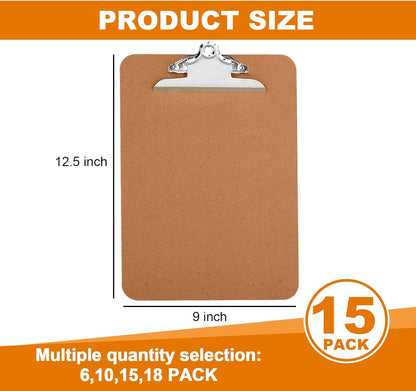 Clipboards, HERKKA 15 Pack Hardboard Office Clipboards Butterfly Clipboards Standard A4 Letter Size, ECO Friendly