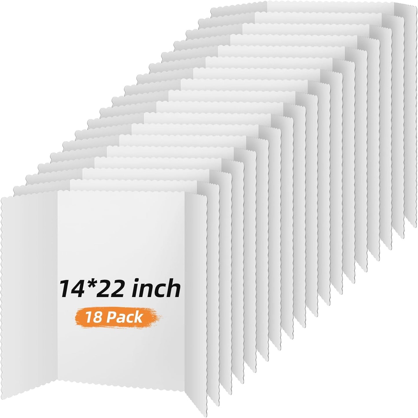 Ctosree 18 Pcs Tri Fold Poster Board Bulk, Lightweight Presentation Board, Science Fair Project Display Paperboard, Single Wall(14 x 22 Inch,White)