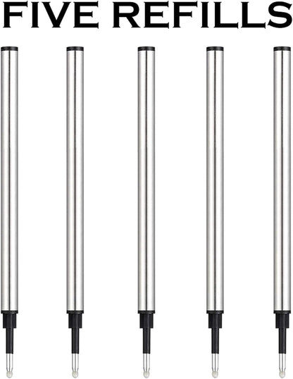 HeTaoCat Gel Rollerball Pen Refills, Roller Ball Fine Point 0.5mm, Black Ink Refill Pack of 5 - Replaceable Ballpoint Pen Refills Medium Point (Navy Blue)