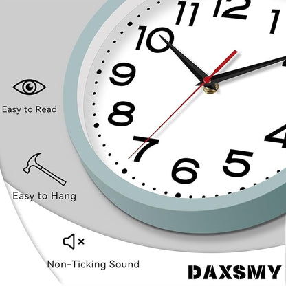 Wall Clock Silent Non-Ticking Modern Clock Battery Operated 12 Inch Small Classic Analog Decorative for Kitchen, Bathroom, Office, Bedroom, Home(Blue Gray)