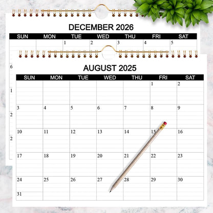 Calendar 2025-2026 - Wall Calendar 2025-26 Runs from August 2025 to December 2026, 17 Months Calendar with Thick Paper for Planning at Home or Office, 8.5 x 11 Inch, Black