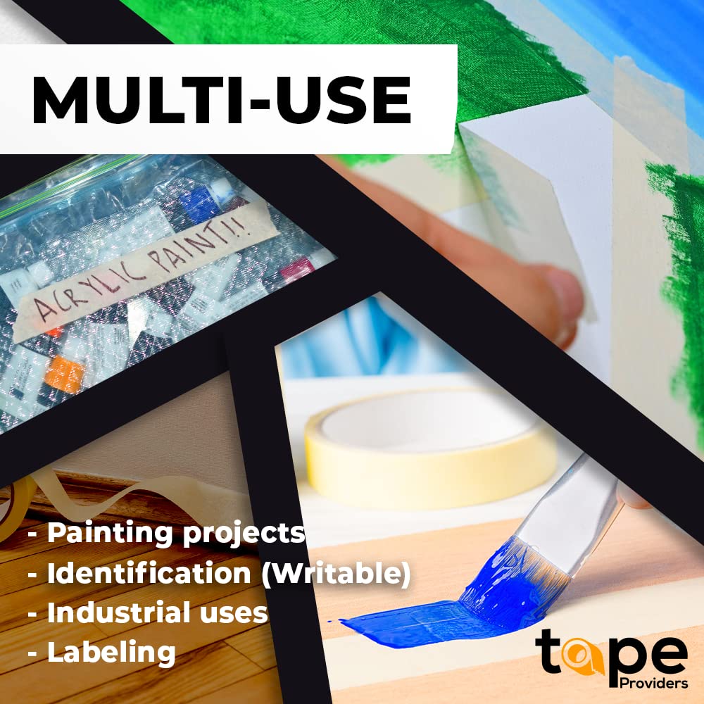 WOD MT5 Utility Grade Masking Tape, 1/4 inch x 60 yds. (Pack of 144) for Home or Office air-Dry Painting, Labeling, & Packing. Leaves no Residue