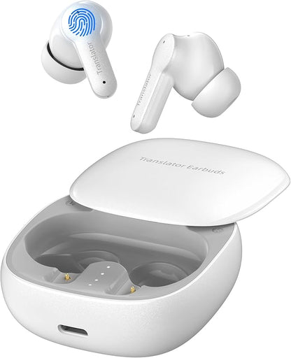 M3 AI Translation Earbuds Real Time, Language Translator Device in 144 Languages, 3-in-1 Offline Two-Way Audífonos Traductores, Live Translate Headphones, No Subscription Required (White)