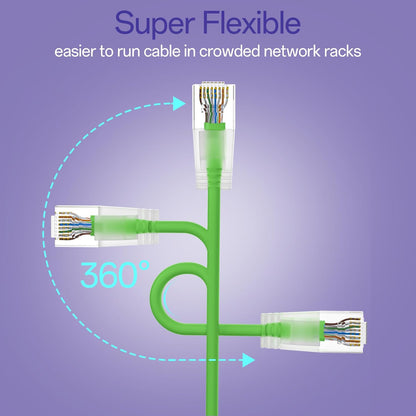 Cat6a Patch Cables 1ft (24 Pack) Slim, Cat6 Ethernet Patch Cable Pure Copper, Flexible Cat 6 Patch Cable 550MHZ 10G, Space-Saving Cat 6A Network Cables for Patch Panel, Green