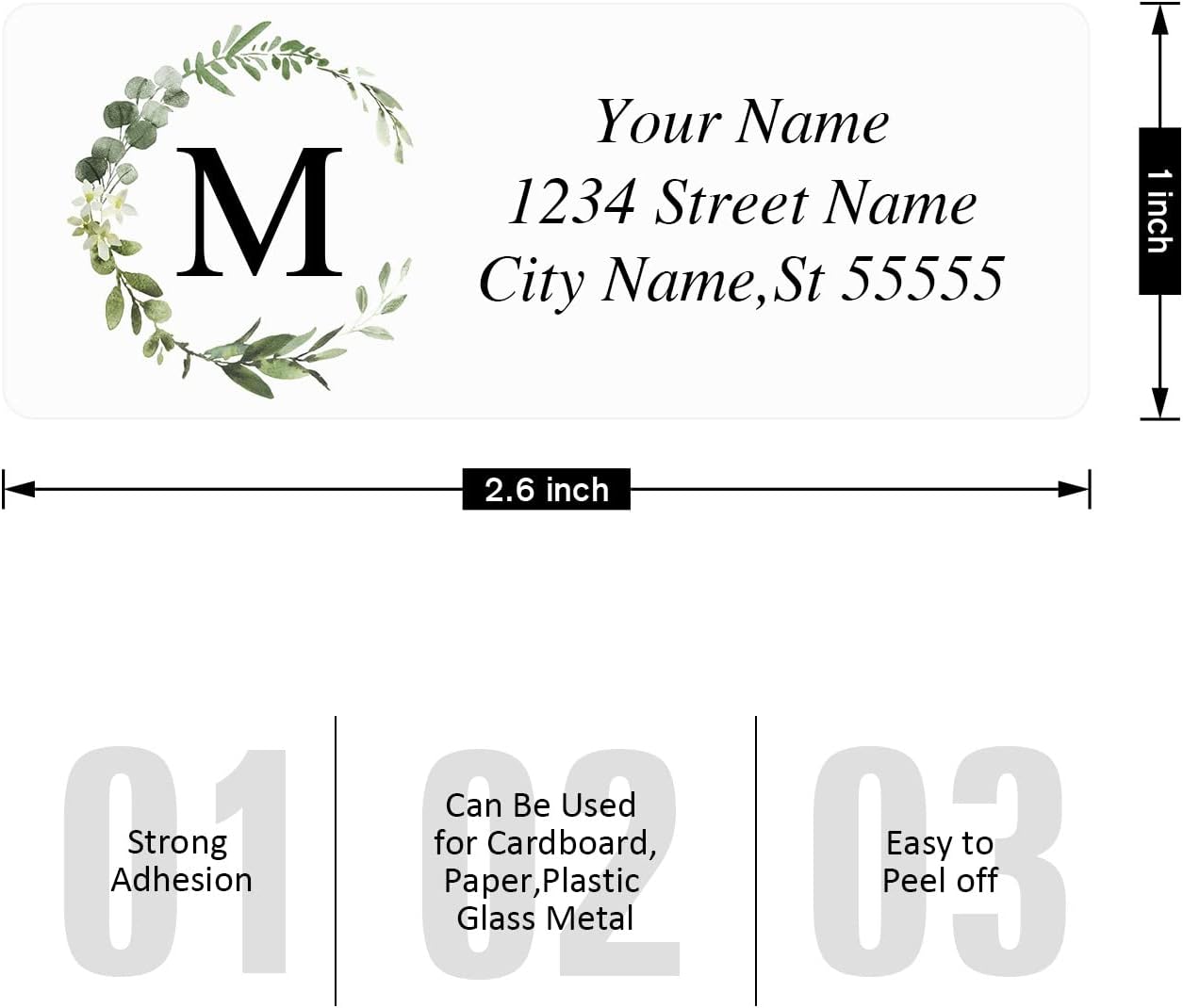Custom Address Labels - Personalized Address Labels, Return Address Labels with Strong Adhesion, Can Be Used for Cardboard, Paper, Plastic, Glass, Metal (2.6x1 Inch, Set of 100)