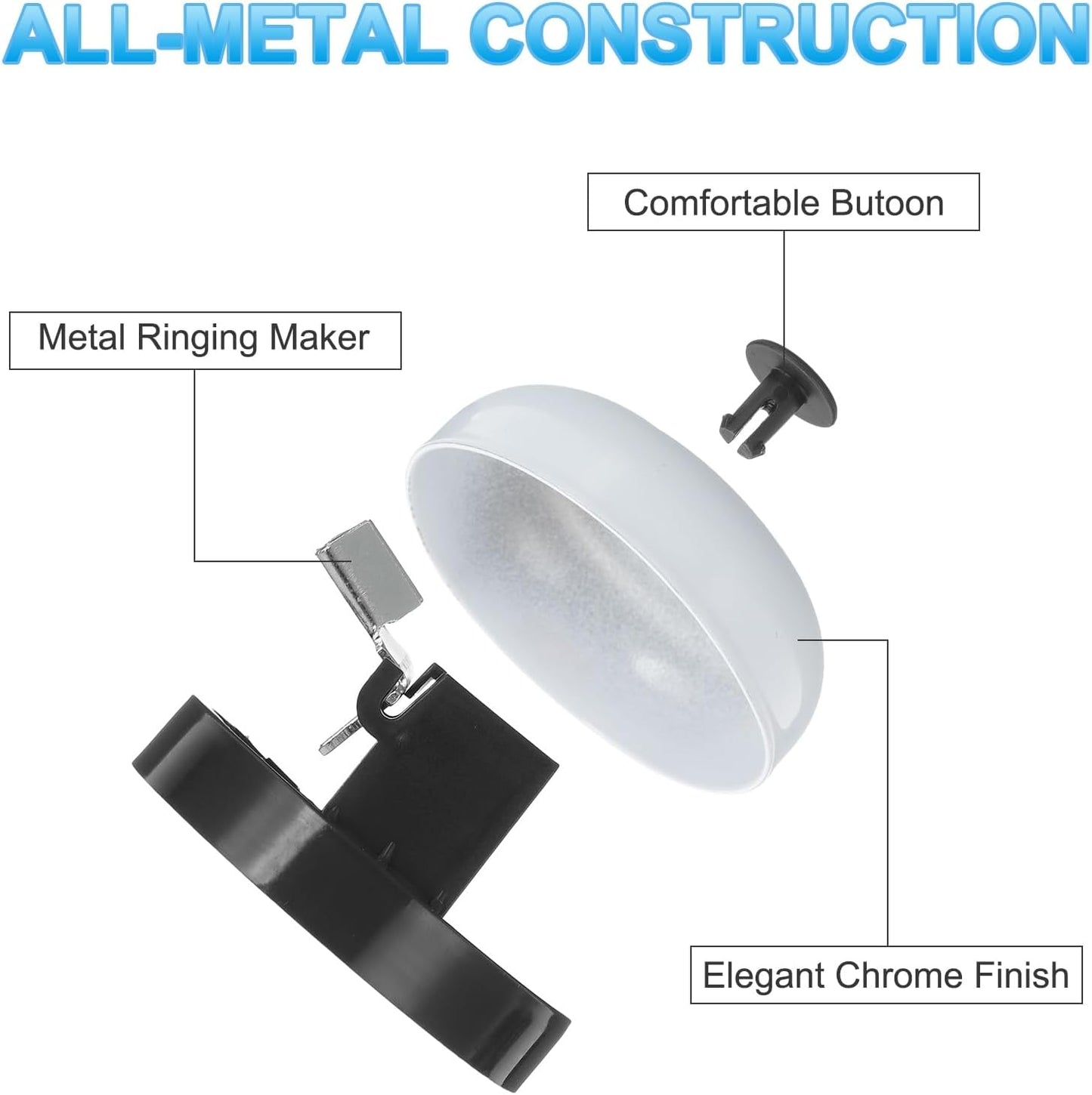 PATIKIL 6 Pcs Desk Call Bell 2.5" Dia with Metal Anti-Rust Construction Black/White