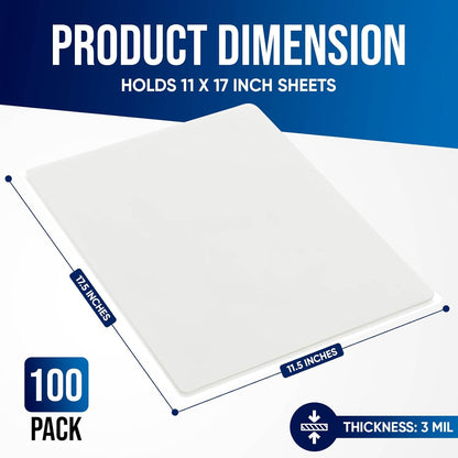 Laminating Sheets, 100 Pack Laminating Pouches Holds 11 x 17 Inch Sheets, 3 Mil Laminate Sheets 11.5 x 17.5 Inch for Laminator, Clear A3 Thermal Laminating Pouches with Round Corner