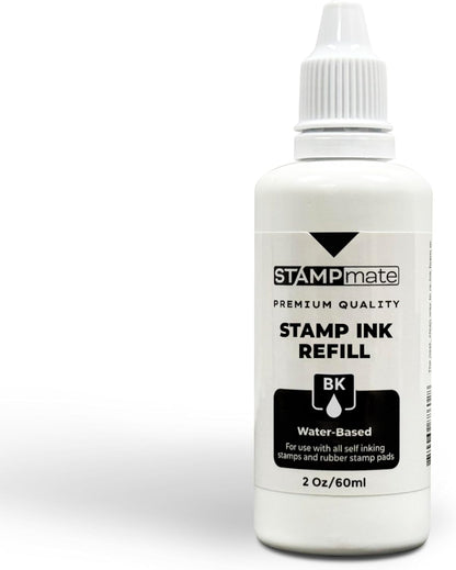 Premium Refill Ink for Self-Inking Stamps and Stamp Pads - 2 oz. Bottle (Black)