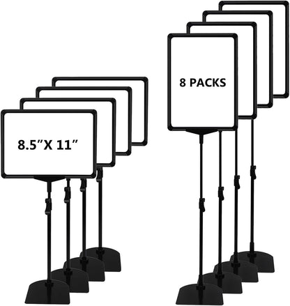 Sign Holder Stand 8.5 x 11,Sign Stand for Display,Adjustable Sign Holders For Table Top,Table Sign Holders,Suitable for indoor use (Black-8pcs)