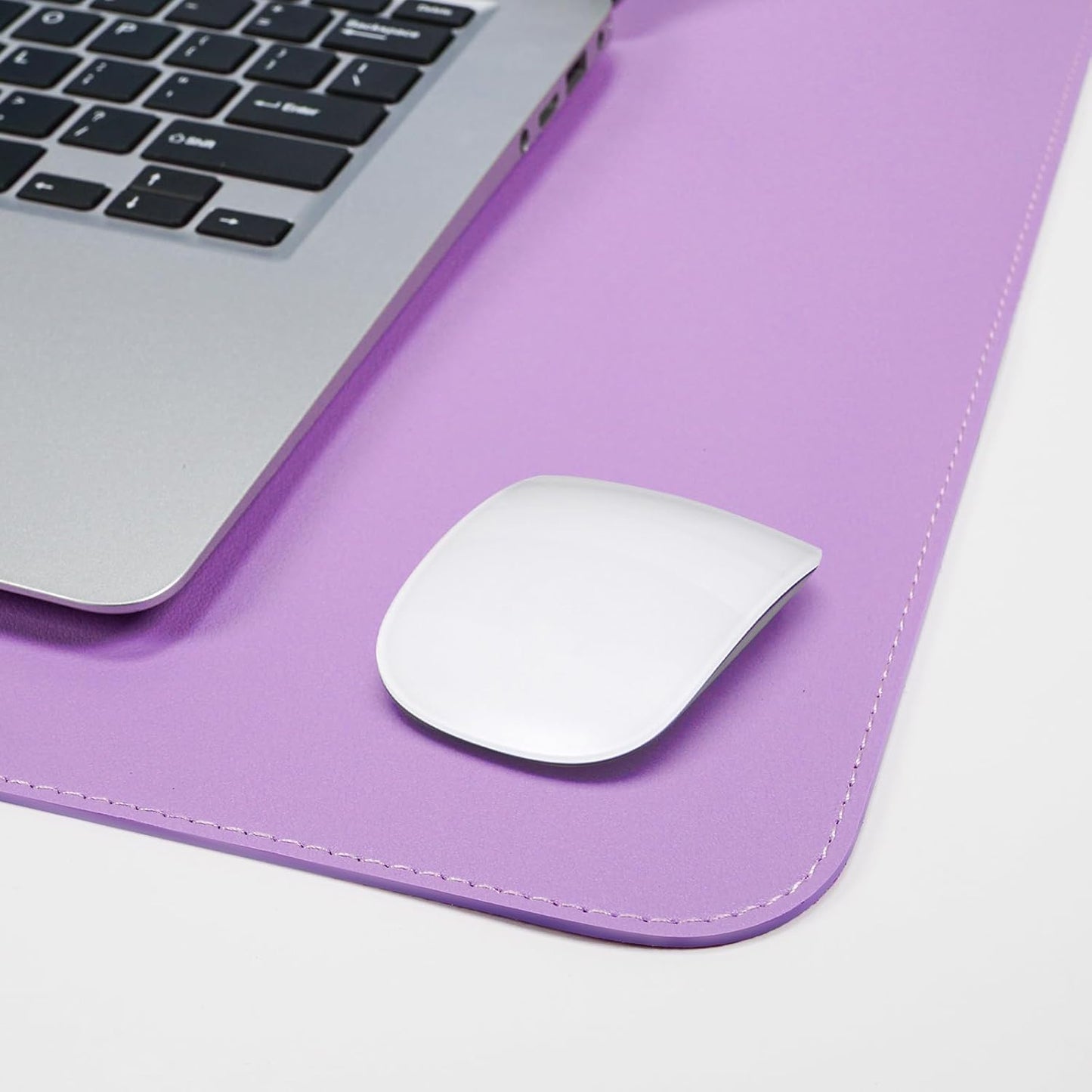 Leather Desk pad Protector, Large Desk mat with Natural Cork & PU Leather,Mouse pad,Non-Slip Office Desk Mat,Waterproof Desk Writing Pad for Office and Home (47in*17in, Purple)