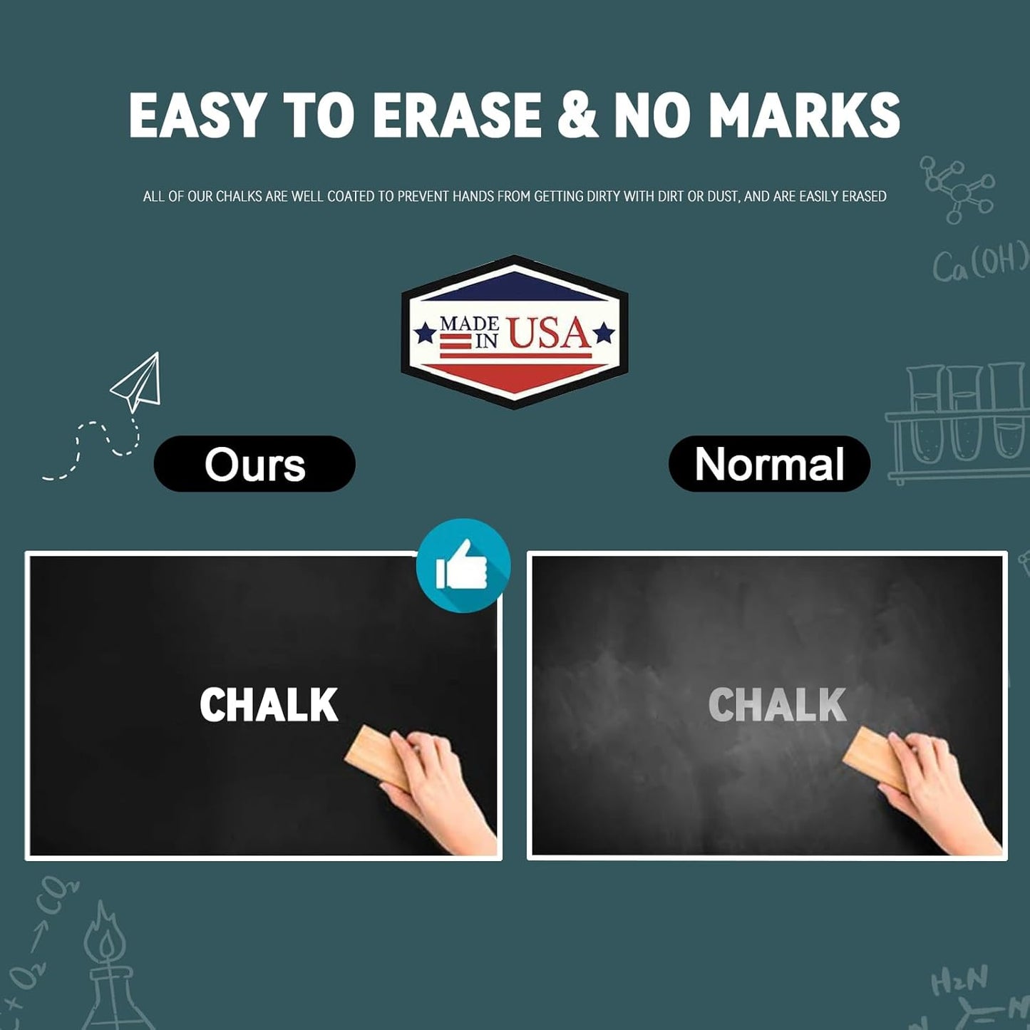 105PCS White Chalk,Dustless for Chalkboard Blackboard Stick Bulk Non-Toxic Chalk for School,Office and Home Use