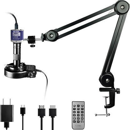 NICE-POWER Digital Microscope, 48MP 4K 1080P HDMI Type-C/USB Industrial Video Microscopes Camera, 150X Zoom C-Mount Lens, Foldable Stand, LED Ring Light, Soldering Microscope for Electronics Repair