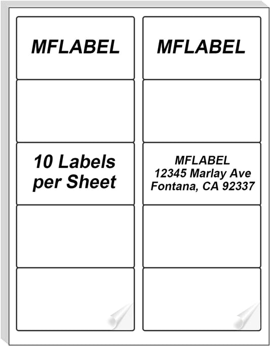MFLABEL 2000ct 2x4 Inch Shipping Labels - 8.5"x11" Sheets (200 Sheets) for Laser/Inkjet Printers | Matte White Adhesive FBA Labels, Address & Barcode Stickers for Packages, Envelopes & Organizing