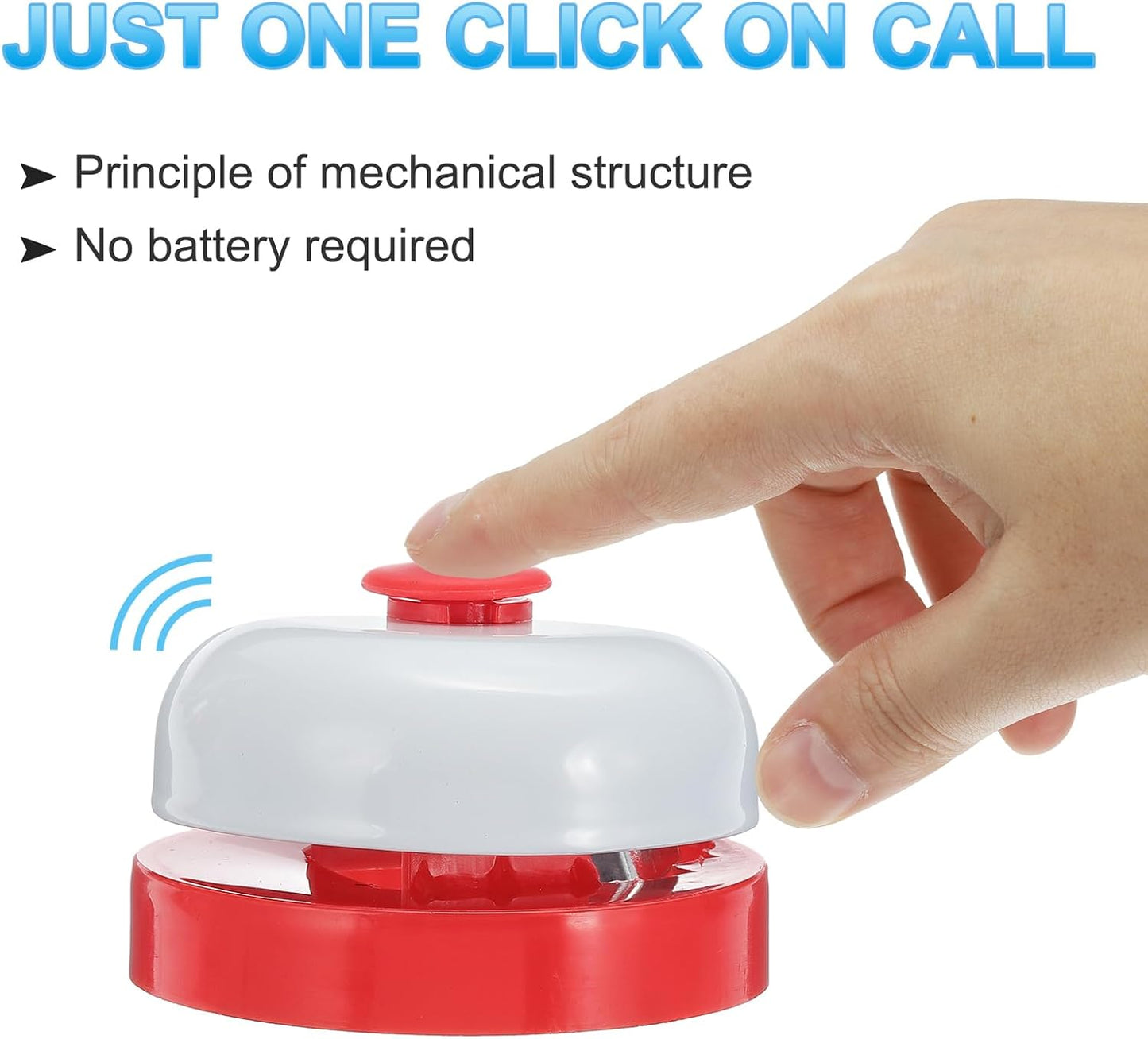 PATIKIL 6 Pcs Desk Call Bell 2.5" Dia with Metal Anti-Rust Construction Red/White