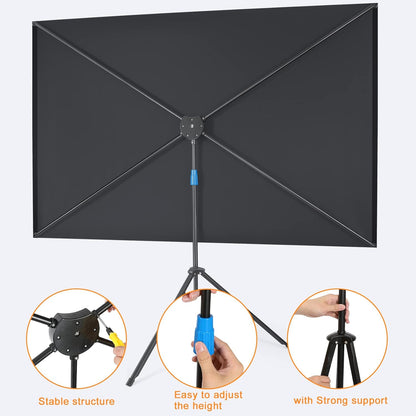 Projector Screen with Stand, 80 Inch Portable Projector Screen Outdoor Indoor, 1.2 Gain Fiberglass Projection Screen, 16:9 Outdoor Movie PVC Screen with Carrying Bag for Movie Night (White Screen)