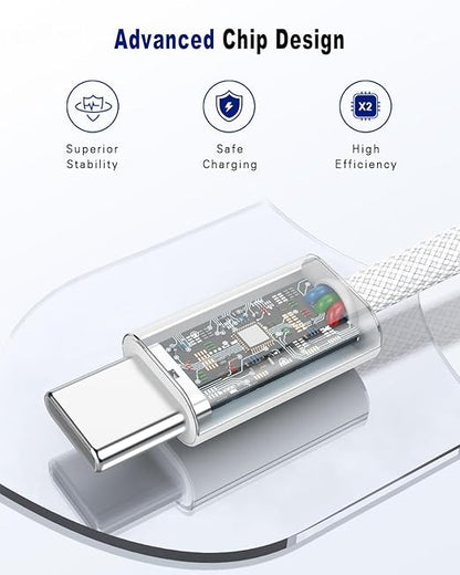 USB C to USB C Cable, 2Pack USBC to USBC Cable 6FT 60W Type C Charger C to C Cable Fast Charging Cord for iPhone 17/17 Pro Max/16 Pro Max/15 Plus/15 Pro Max/Samsung S23 Note 20 MacBook Air