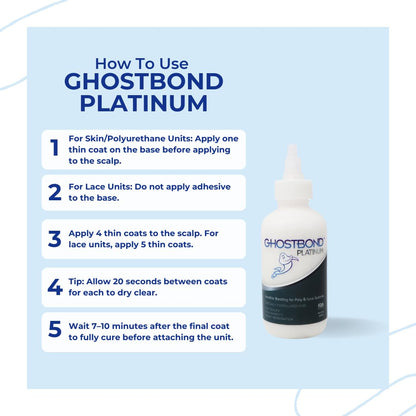 GHOSTBOND Platinum Water Resistant Wig Glue for Extreme Heat - 5oz - Hair Replacement Adhesive for Poly and Lace Wigs. Invisible Bonding Hair Glue - Strong Hold Lace Front Glue
