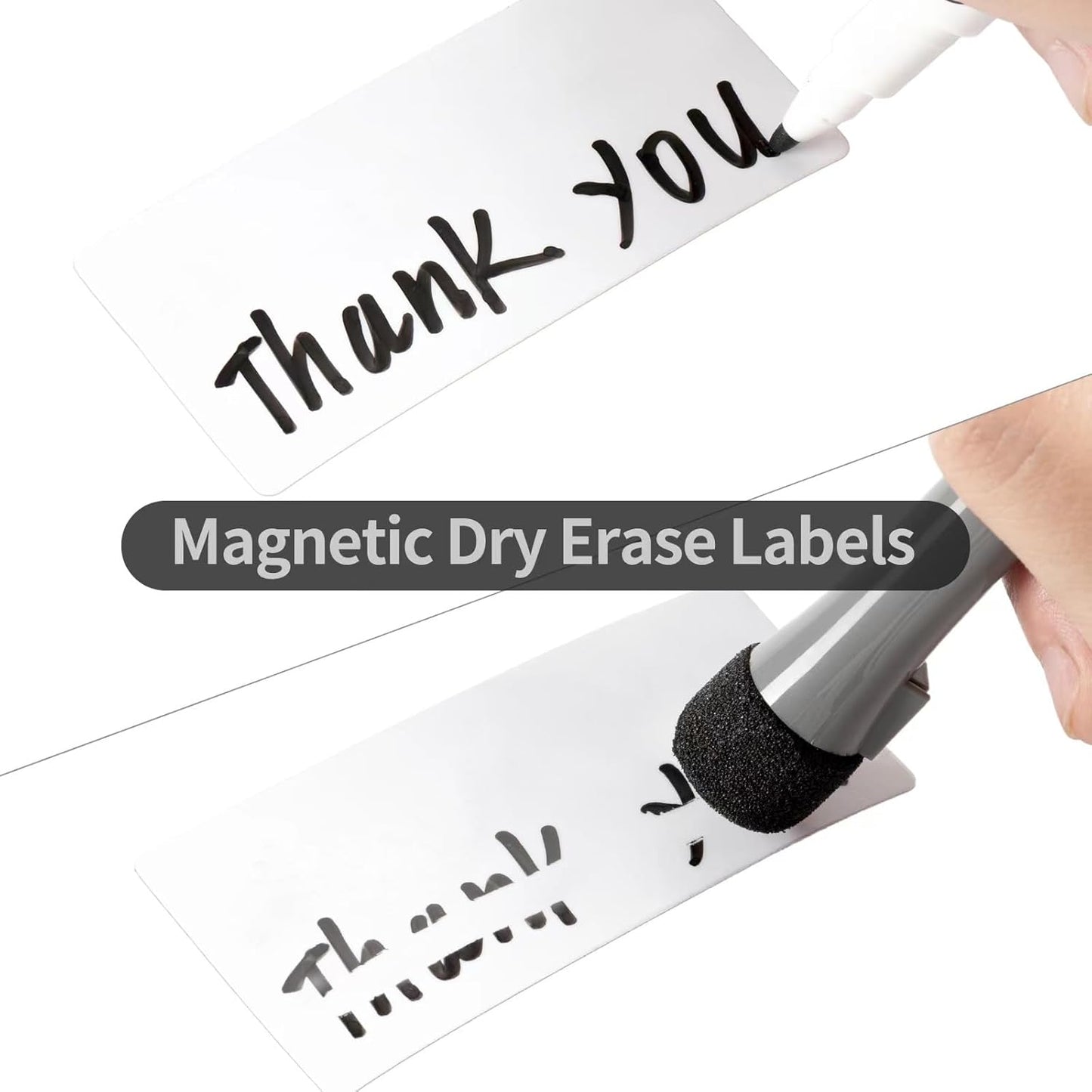 40-Pack Dry Erase Magnetic Labels - Waterproof, Eco-Friendly, Reusable Magnetic Name Tags for Classroom, Office, Cabinet, Whiteboard, Fridge & More (White, 2x4 Inches)…