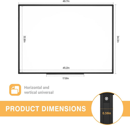 Magnetic Dry Erase White Board - 46 x 33 Inch Whiteboard for Wall - 4 x 3 Large Wall-Mounted Board with Black Aluminum Frame, 1 Magnetic Eraser, 2 Pens, 1 Detachable Marker Tray, 6 Magnets