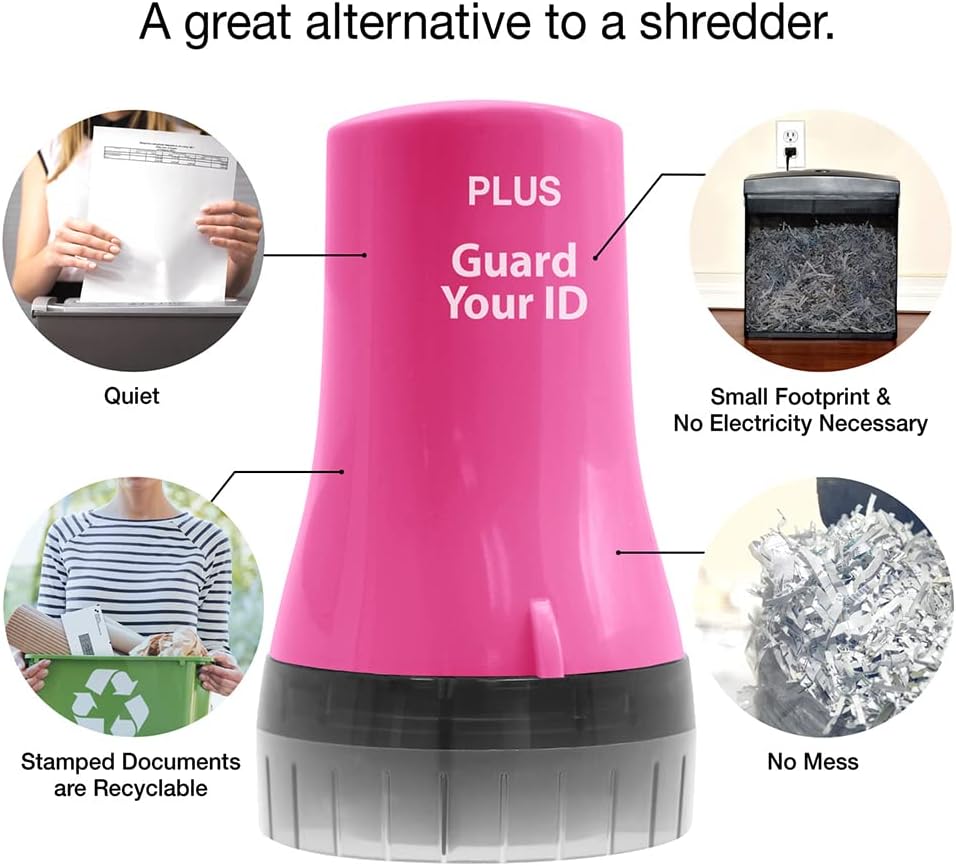 Wide Advanced ID Roller Stamp by Guard Your ID, Privacy Protection and Identity Theft Prevention, As Seen on TV (3-Pack, Blue, Pink, Purple)