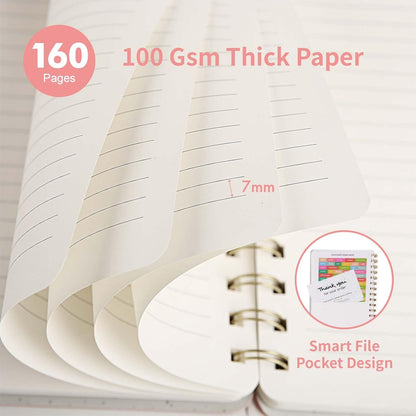 Lined Spiral Notebook College Ruled A5 Journal Book for Note Taking, 160 Pages Writing Journal for Office and Home School Supplies 5.75x8.125 inch (1Pink)