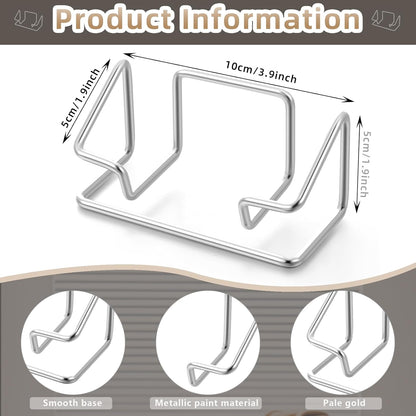 Landhoow 2 Pcs Business Card Holder for Desk, Cute Metal Card Organizers Display Stand Postcard Holder Rack for Desktop Working Office Home Daily Use (Silver)