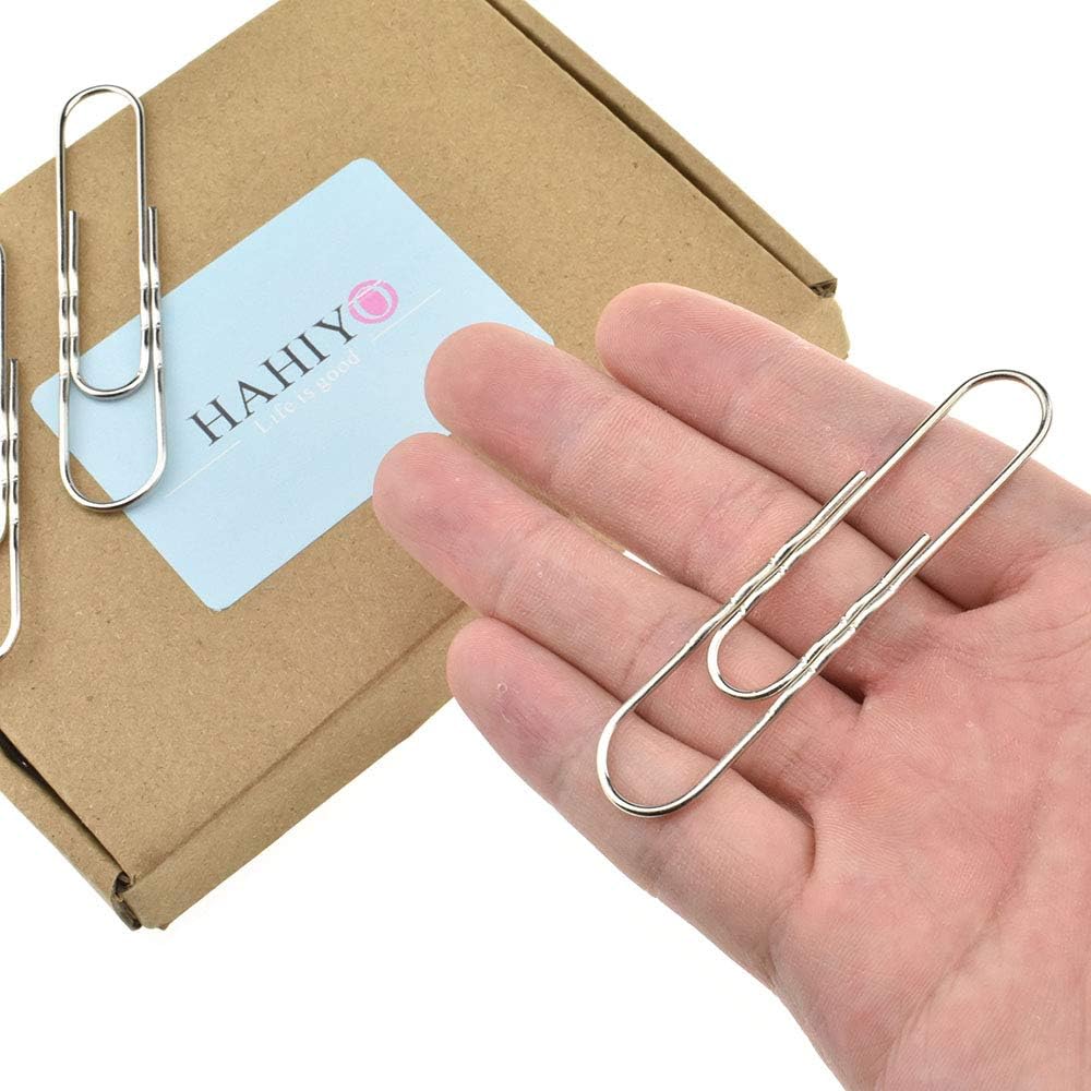 HAHIYO Paperclips Nonskid New Upgrade No Paper Scratch Large 3” Length Paper Clips with Curve Non Skid Heavy Duty Tight Grip Thick Rust Proof Reusable Metal Bright Silver for Home Office 30 Pack