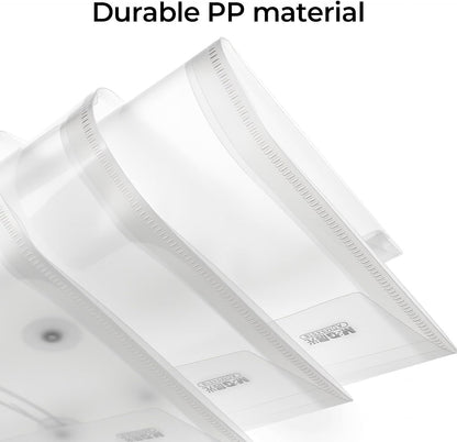 M&G 12 Pack Plastic Envelopes File Folders, Clear Poly Document Folder, Expandable Files Document Folders with Button & String Tie Closure- US Letter A4 Size for School Home Work Office Organizer