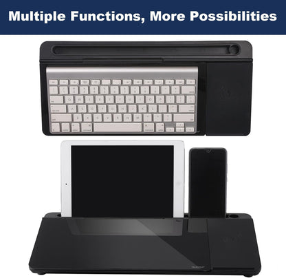 Small Glass Desktop Whiteboard Dry-Erase-Board - Computer Keyboard Stand with Wireless Charger White Board Surface Pad with Drawer, Desk Organizers with Accessories for Office, Home, School Supplies