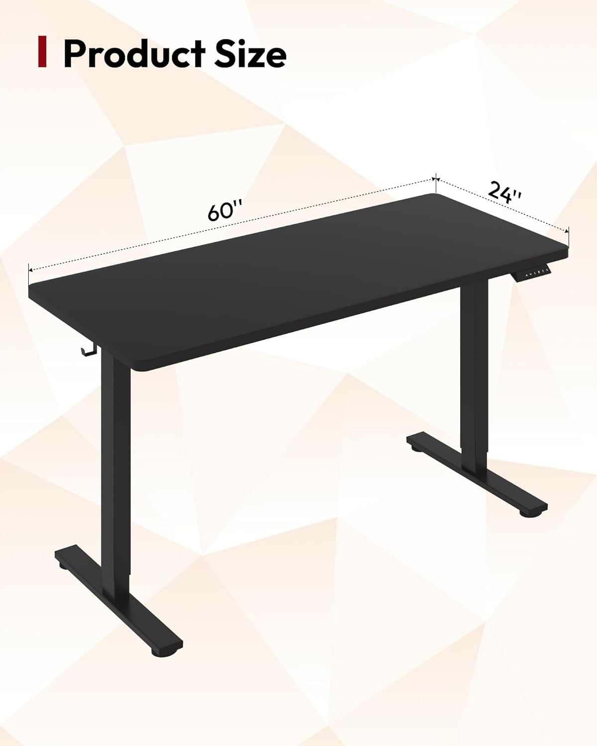 SANODESK Electric Standing Desk 60 x 24 Inches Whole-Piece Desktop Height Adjustable Stand Up Desk w/6-Button Controller Ergonomic Computer Desk for Home Office, Black Frame + Black Tabletop