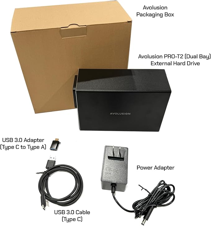Avolusion PRO-T2 Series 24TB (12TB x2) Dual Bay USB 3.0 External Hard Drive (JBOD, RAID0, RAID1, Big) for Desktop PC / Laptop (Windows OS) (Renewed)