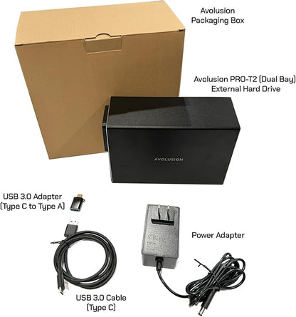 Avolusion PRO-T2 Series 24TB (12TB x2) Dual Bay USB 3.0 External Hard Drive (JBOD, RAID0, RAID1, Big) for Desktop PC / Laptop (Windows OS) (Renewed)