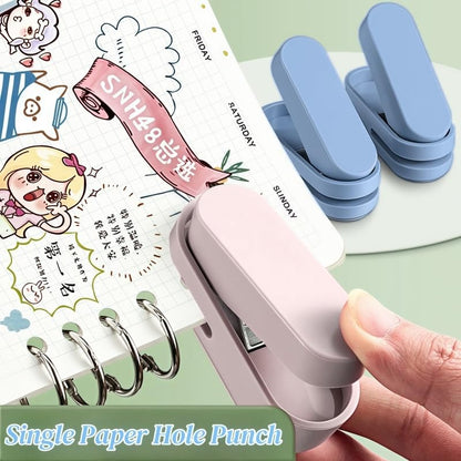 Magnoloran 2 Pack Single Hole Punch, 1/4 inch Mini Small Hole Puncher Heavy Duty Paper Hole Puncher Small Hole Punch One Hole Puncher for Crafts Paper Cards Tags Scrapbook-Blue&Pink