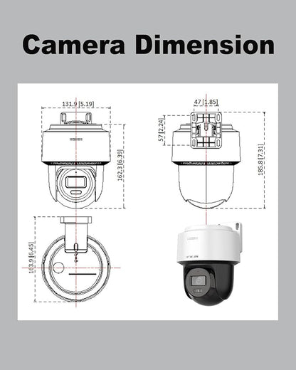 DS-2DE2C400MWG-E 2.8mm Oringinal PoE PT Camera, Human Detection, Auto-Tracking Lite, Smart Hybrid Light, 512 GB Card Slot, Hik-Connect Cloud Service/APP, International English Version