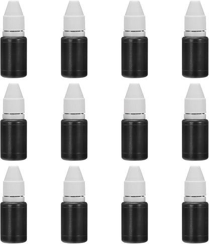PATIKIL 0.33oz Refill Ink for Stamps and Ink Pads, 12Pcs 10ml Stamp Pad Ink Refill for Office Stamp Self Inking Stamp Date Stamp Scrapbooking, Black