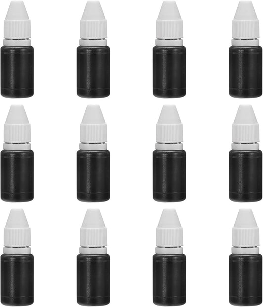 PATIKIL 0.33oz Refill Ink for Stamps and Ink Pads, 12Pcs 10ml Stamp Pad Ink Refill for Office Stamp Self Inking Stamp Date Stamp Scrapbooking, Black
