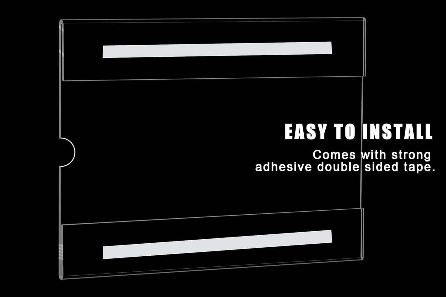 6pack Acrylic Wall Sign Holder with Tape,8.5 X 11 Wall Mount Clear Plastic Sign Holder, Horizontal Memo Document Menu Holder for Restaurant, Office, School, Store and Home Use,No Drilling