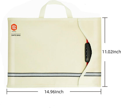 Fireproof Document Bag (Beige) – Waterproof Zipper & Lock – for Home, Office & Travel – Holds Files, Cash, Passport, Valuables – Fire & Water Resistant
