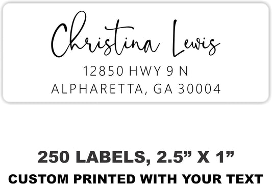 White Address Labels - Personalized Name Stickers, Custom Printed Return Mailing and Shipping Labels for Envelopes, Packages, Business, Home Use (Signature)
